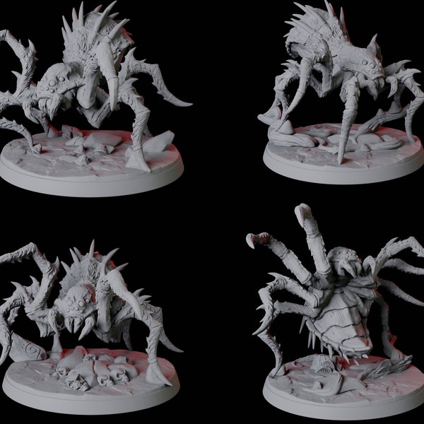 Quatre figurines d'araignées géantes rampantes pour D&D, Donjons et Dragons, Pathfinder et de nombreux autres jeux de société
