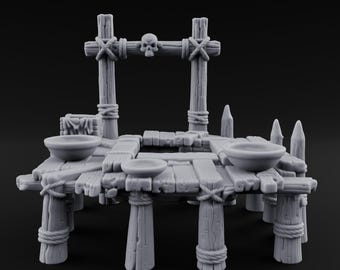 Skull-Mounted Rope-Lashed Tribal Offering Pit Altar 3D Printed Terrain for D&D, Dungeons and Dragons, Pathfinder and Tabletop Gaming