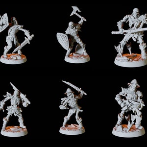 Six Undead Skeleton Soldiers for D&D, Dungeons and Dragons, Pathfinder and many other tabletop games
