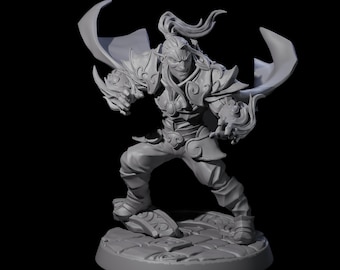 Attacking Drow Sorcerer Miniature for D&D, Dungeons and Dragons, Pathfinder and many other tabletop games