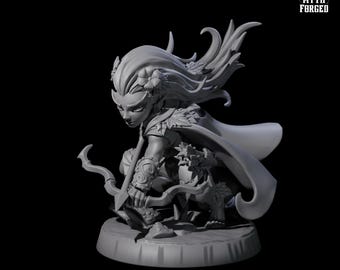 Deadly Female Forest Halfling or Gnome Hunter Miniature for D&D, Dungeons and Dragons, Pathfinder and many other tabletop games