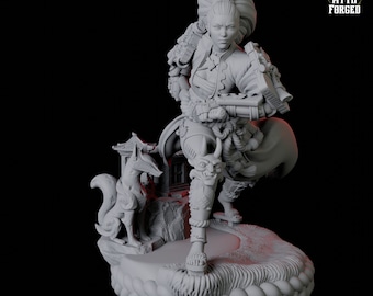 Impresionante miniatura de samurái femenina para D&D, Dungeons and Dragons, Pathfinder y muchos otros juegos de mesa.