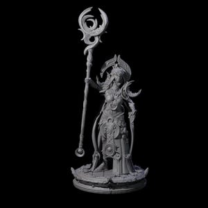 Serne Dark Elf Moon Priestess B Miniature for D&D, Dungeons and Dragons, Pathfinder and many other tabletop games