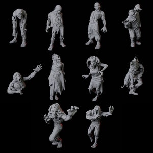 10 Zombie Miniaturen für D&D, Dungeons and Dragons, Pathfinder und viele andere Tabletop Spiele