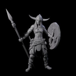 Come At Me Female Barbarian Miniature for D&D, Dungeons and Dragons, Pathfinder and many other tabletop games