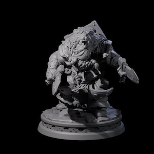 Sneaking Dwarf Bear Hunter Miniature for D&D, Dungeons and Dragons, Pathfinder and many other tabletop games