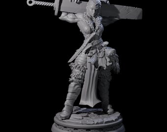 Muscular Female Barbarian Miniature: D&D, Pathfinder, Tabletop Games