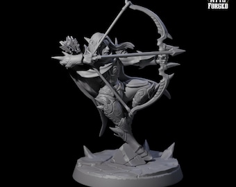 Female Drow Assassin Archer Miniature: D&D, Pathfinder, Tabletop RPG