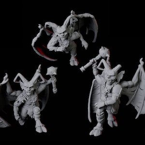 Three Cunning Flying Imp Miniatures for D&D, Dungeons and Dragons, Pathfinder and many other tabletop games
