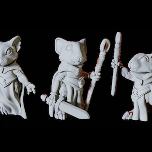 Three Mousling, Mice Priests or Clerics Miniature for D&D, Dungeons and Dragons, Pathfinder and many other tabletop games