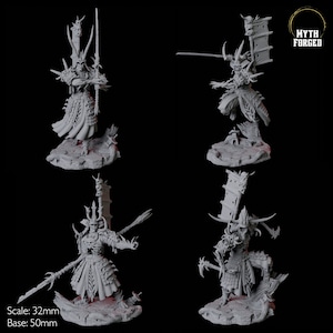 Four Undead, Skeletal, Death Samurai Miniatures for D&D, Dungeons and Dragons, Pathfinder and many other tabletop games