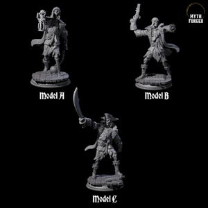 Three Falling Apart Pirate Skeleton Scallywags Miniature for D&D, Dungeons and Dragons, Pathfinder and many other tabletop games