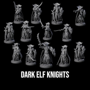 Royal Dark Elf Knight Phalanx Miniature for D&D, Dungeons and Dragons, Pathfinder and many other tabletop games