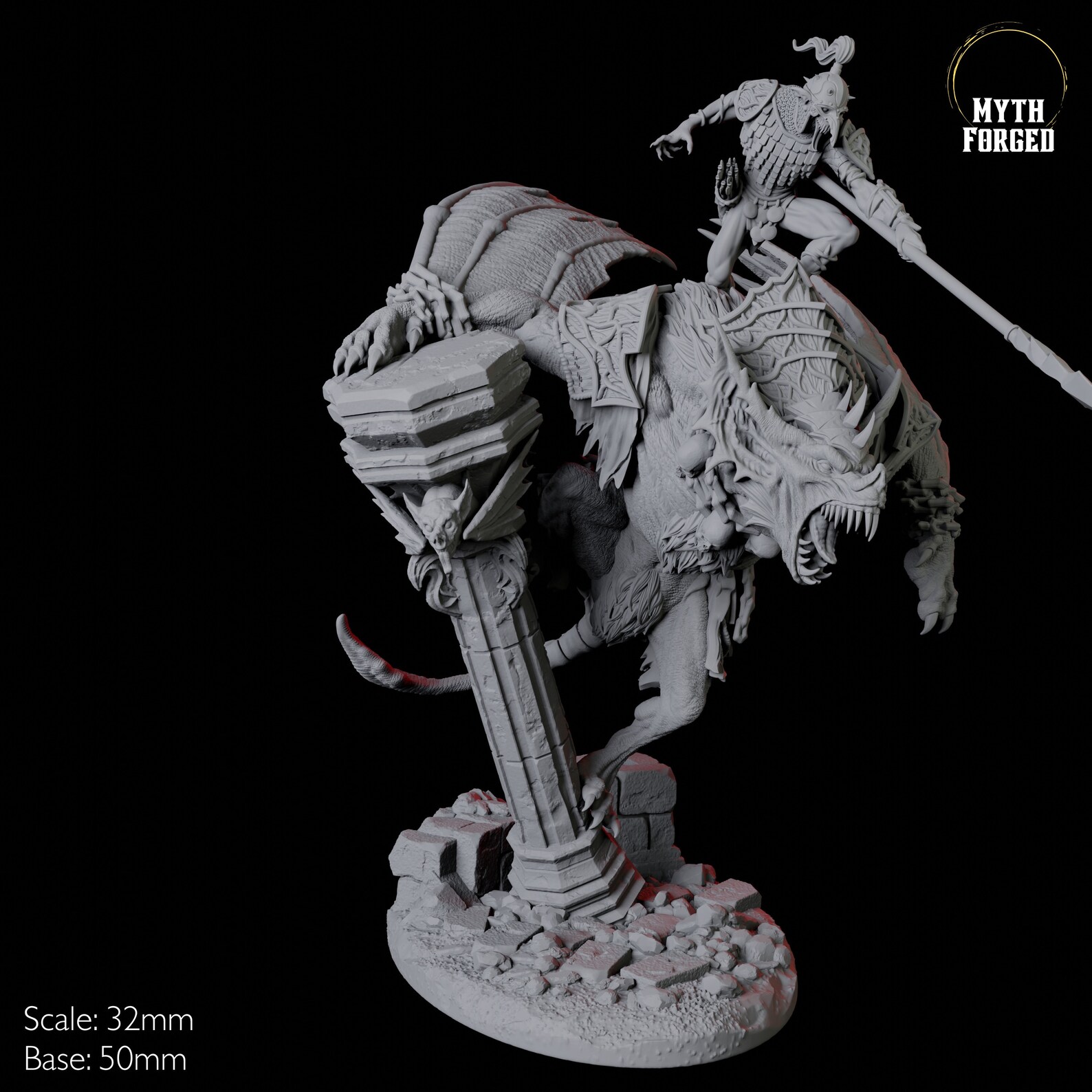 Vampire Spawn Giant Bat Rider Miniature C: D&D, Pathfinder, Tabletop ...