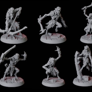 Six Creeping Ghoul Miniatures for D&D, Dungeons and Dragons, Pathfinder and many other tabletop games