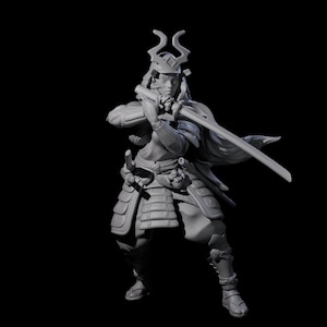 Flowing Katana Samuari Miniature for D&D, Dungeons and Dragons, Pathfinder and many other tabletop games