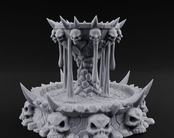 Spike-Crowned Skull-Ringed Necromantic Fountain 3D Printed Terrain for D&D, Dungeons and Dragons, Pathfinder and Tabletop Gaming