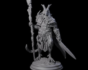 Miniatura di Druido Dragonborn Terrestre per D&D, Dungeons and Dragons, Pathfinder e molti altri giochi da tavolo