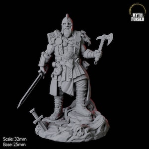 Bold Viking Warrior Miniature for D&D, Dungeons and Dragons, Pathfinder and many other tabletop games