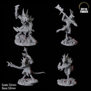Four Mutant Ratfolk Blackfang Warrior Miniatures for D&D, Dungeons and Dragons, Pathfinder and many other tabletop games