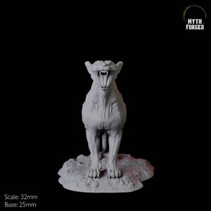 May include: A 32mm scale miniature of a snarling, hairless, humanoid creature with a wide open mouth, standing on a 25mm base. The miniature is made of grey plastic and is posed in a threatening stance.