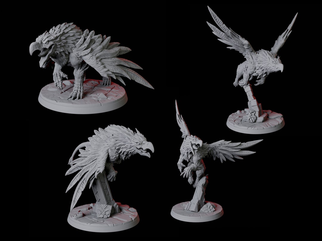 Four Leaping Griffon Miniatures for D&D, Dungeons and Dragons