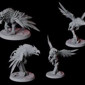 Four Leaping Griffon Miniatures for D&D, Dungeons and Dragons, Pathfinder and many other tabletop games