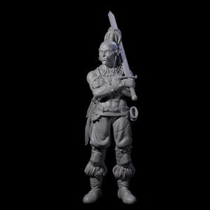 Waiting Orc Female Barbarian Miniature for D&D, Dungeons and Dragons, Pathfinder and many other tabletop games