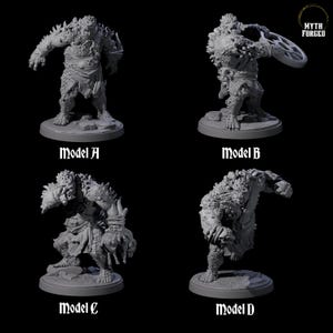 Quattro miniature di Rocky Ogres per D&D, Dungeons and Dragons, Pathfinder e molti altri giochi da tavolo