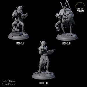 Three Plotting Goblin Miniatures for D&D, Dungeons and Dragons, Pathfinder and many other tabletop games