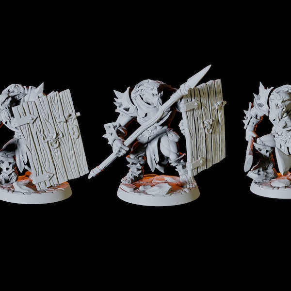 Three Bugbears, Hobgoblins or Great Goblin Miniatures for D&D, Dungeons and Dragons, Pathfinder and many other tabletop games