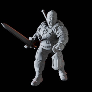 Scarred Monster Hunter Miniature - D&D, Dungeons and Dragons, Pathfinder and many other tabletop games
