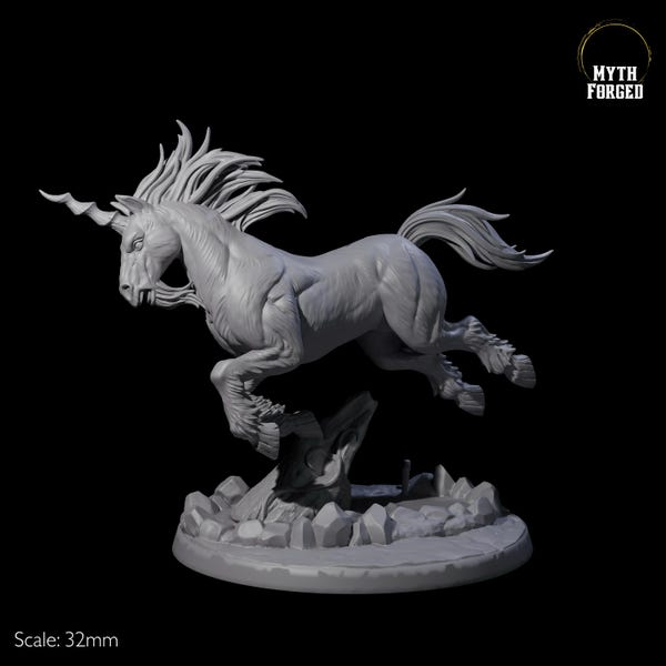 Majestic Unicorn Miniature for D&D Dungeons and Dragons, Pathfinder and other tabletop games