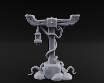 Vine-Coiled Lantern-Swaying Torii Lamp Post 3D Printed Terrain for D&D, Dungeons and Dragons, Pathfinder and Tabletop Gaming