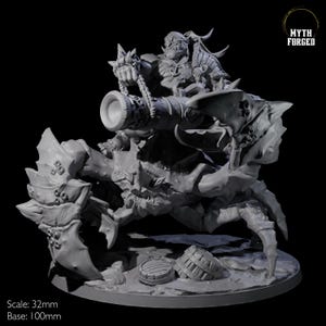 Mega Cannon Ogre riding a Giant Crab Miniature for D&D, Dungeons and Dragons, Pathfinder and many other tabletop games