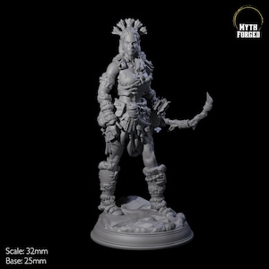 Female Goliath Hunter Miniature - D&D, Dungeons and Dragons, Pathfinder and many other tabletop games