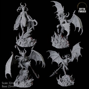 Puede incluir: Cuatro figuras en miniatura de demonios alados a escala 32 mm con esculturas detalladas y alas intrincadas. Las figuras están en poses dinámicas y están listas para juegos de mesa o exhibición.