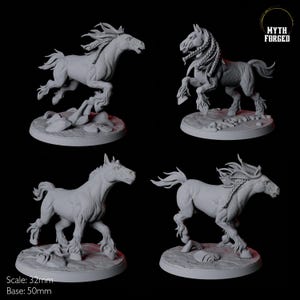 Four Wild Horses of the Plains Miniature for D&D, Dungeons and Dragons, Pathfinder and many other tabletop games