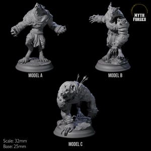 Three Out of Control Werewolves Miniature voor D&D, Dungeons and Dragons, Pathfinder en vele andere tafelspellen