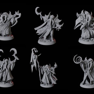 Six Mind Flayer or Illithid Miniatures for D&D, Dungeons and Dragons, Pathfinder and many other tabletop games