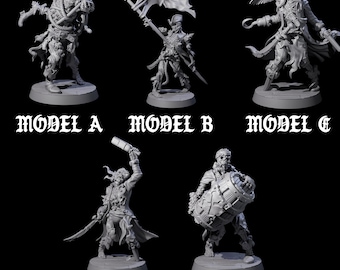 Five Soggy Undead Pirate Skeletons Miniature for D&D, Dungeons and Dragons, Pathfinder and many other tabletop games