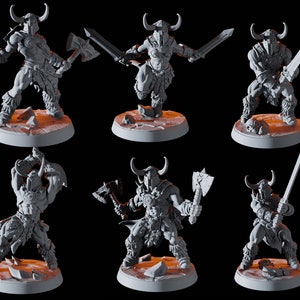 Six Human Barbarian Miniatures for D&D, Dungeons and Dragons, Pathfinder and many other tabletop games