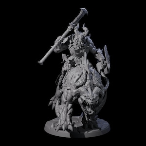 Demonic Ravager riding Hellhound C Miniature for D&D, Dungeons and Dragons, Pathfinder and many other tabletop games