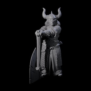 D&D、ダンジョンズ&ドラゴンズ、パスファインダー、その他多くの卓上ゲーム用の装甲ドワーフ・バーバリアンミニチュア