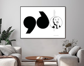 Graphic Martin Luther King Jr., Wall Art, Black and White Poster, Instant Download, Printable on Many Formats