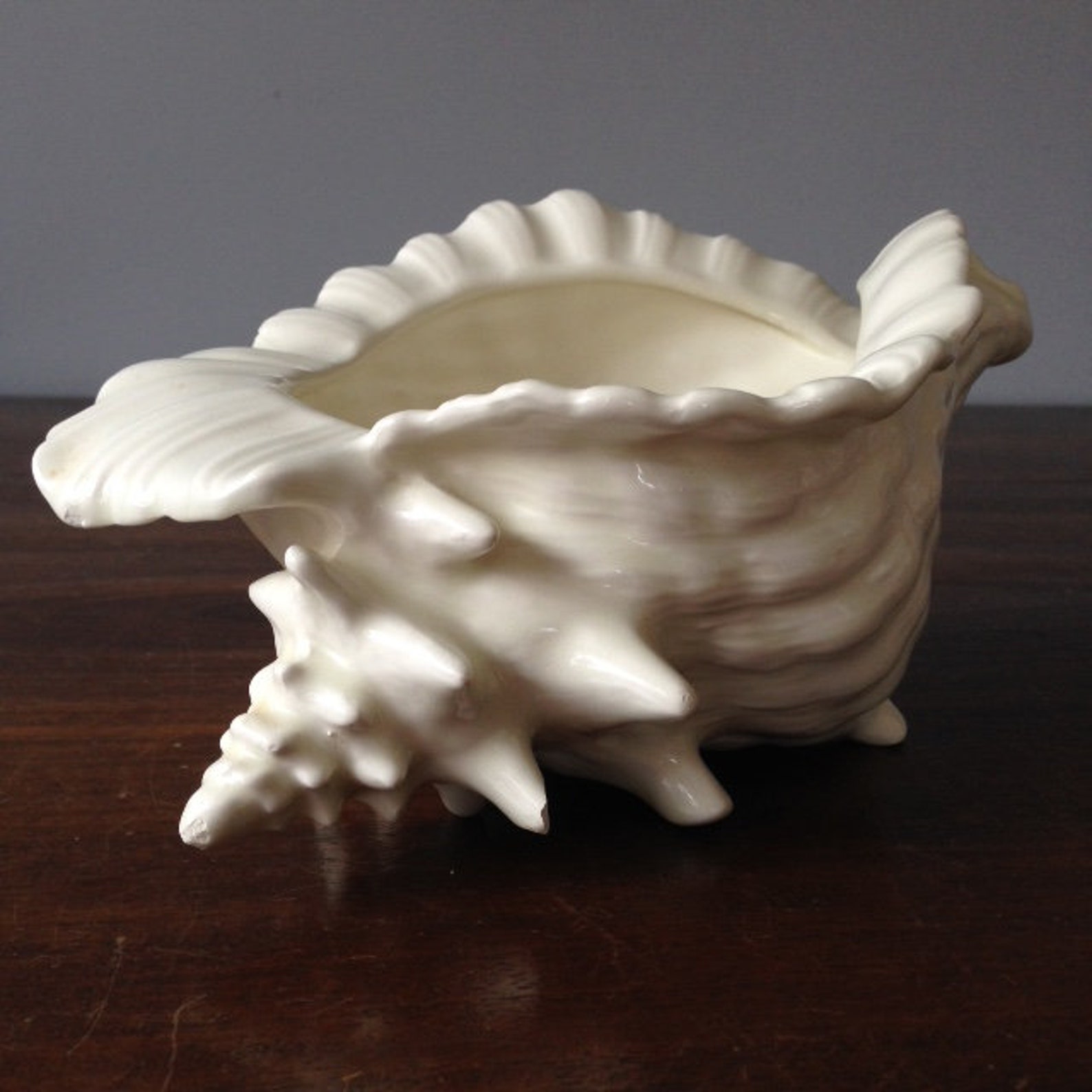 2 Vintage Ceramic Sea Shell Planters Etsy