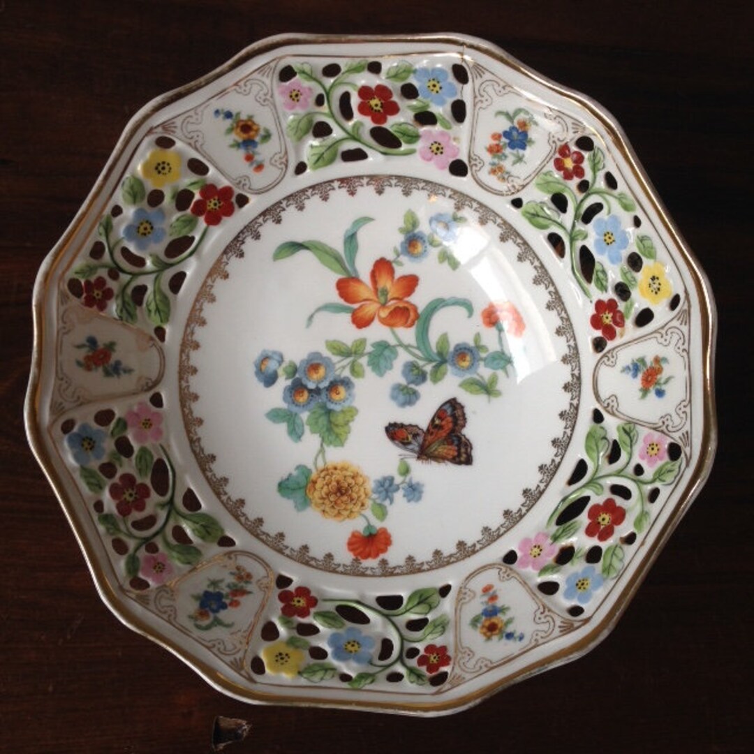 Butterfly Fruit Bowl Made in Czechoslovakia Etsy