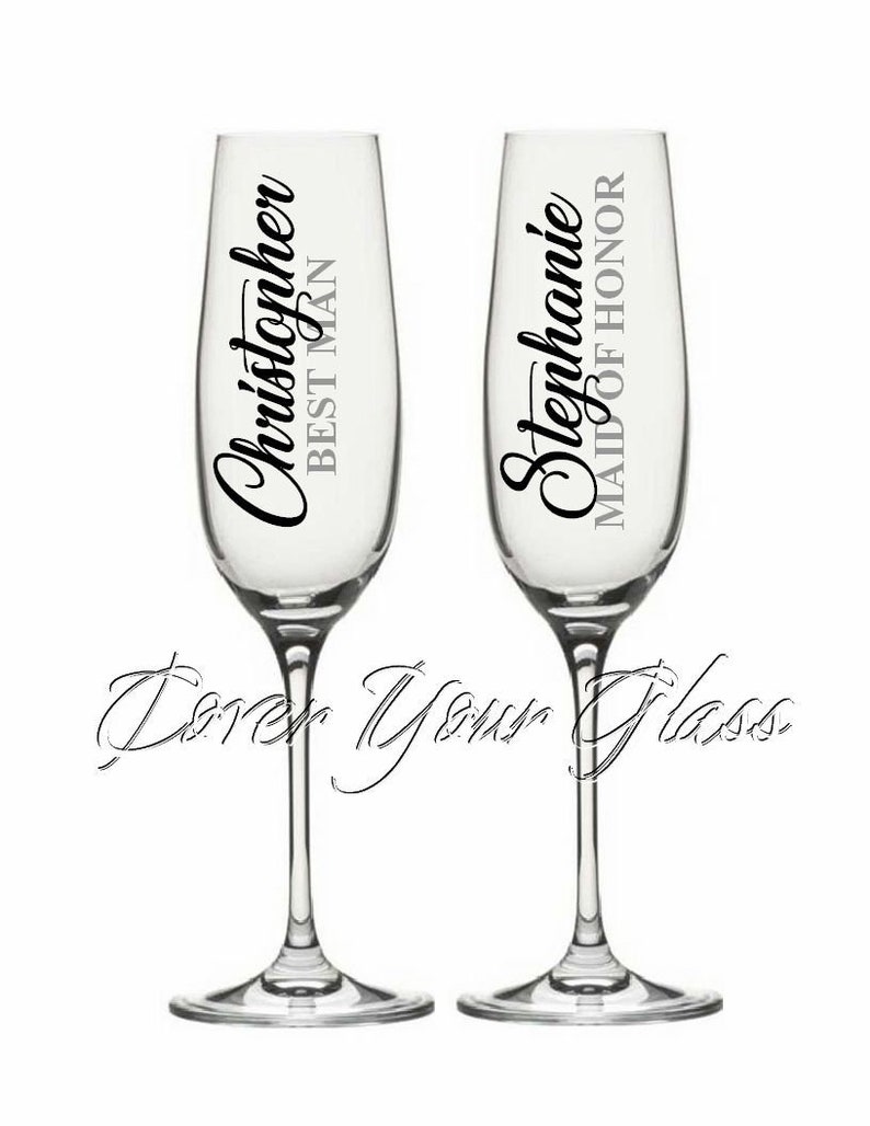 2 Customized Champagne Flute Decals. Choose Color Name and Etsy