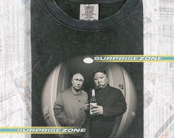 Lustig Putin und Kim Jong Un T-Shirt Politische Satire Meme Shirt Lustiges Shirt, Unisex Vintage Shirt, Geschenk für Frau und Mann RZ