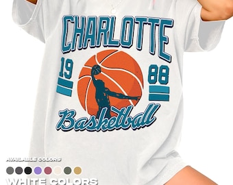 Charlotte Basketball 90s Graphic Shirts, Boston Fans Tee Gifts, Basketball Game Day Comfort Colors 1717 Unisex T-Shirt